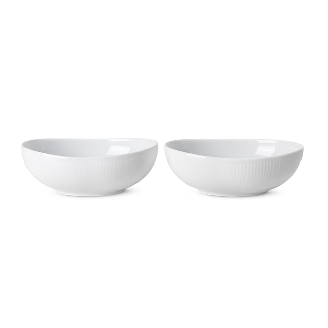 RC Hvid Riflet oval skál 2 stk