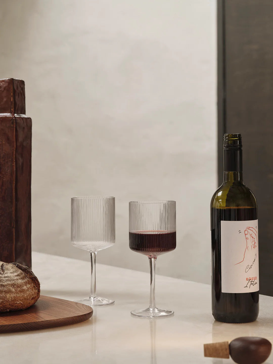 Ferm Living Ripple vín glas 2 stk
