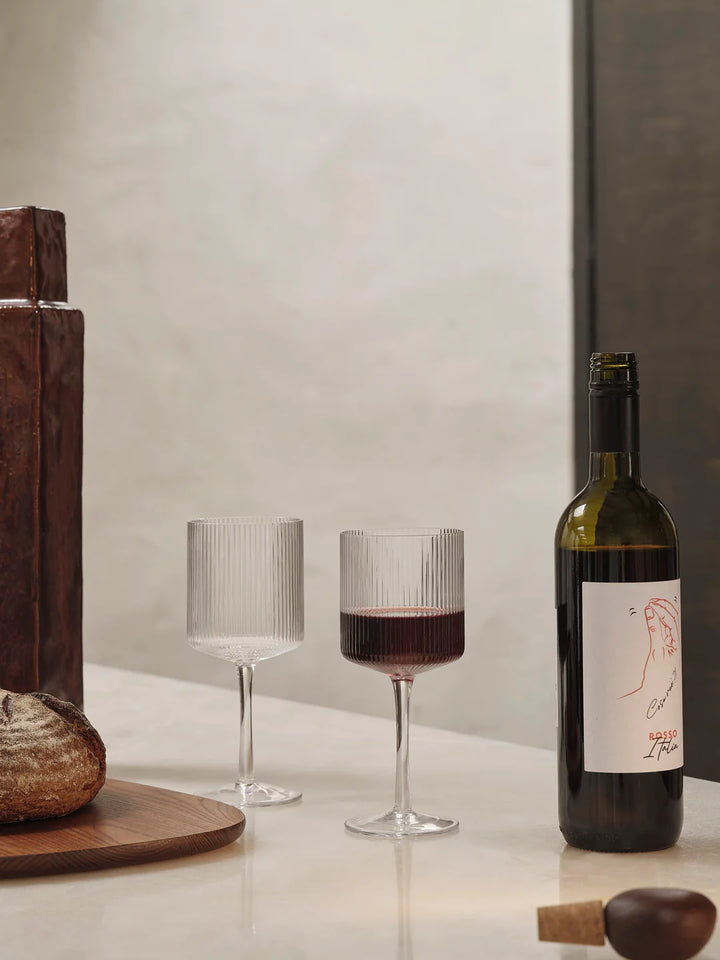 Ferm Living Ripple vín glas 2 stk
