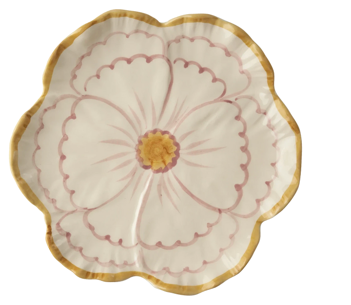 Rice Ceramic Flower Shaped Side Plate Yellow