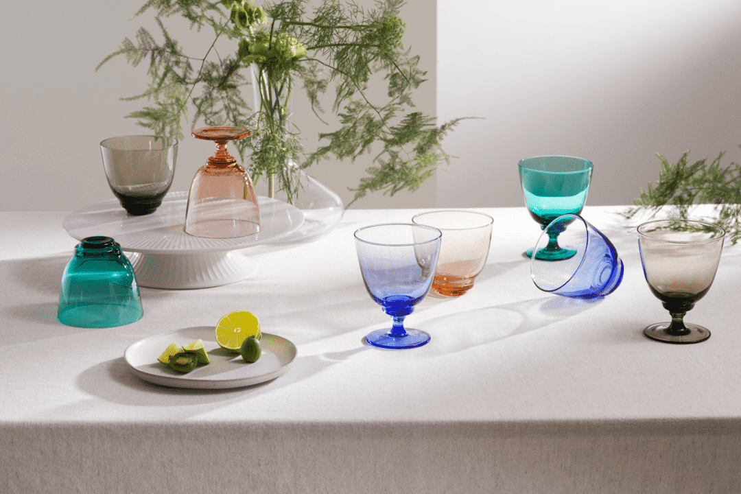 HG flow glas á fóti 35cl blátt