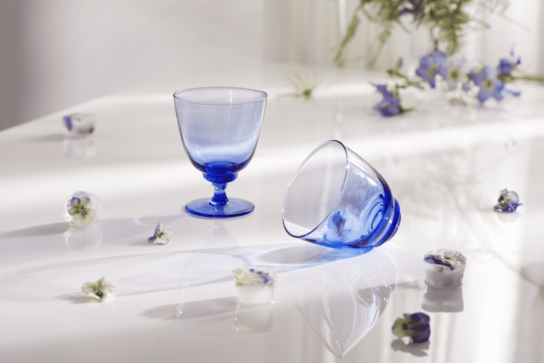 HG flow glas á fóti 35cl blátt