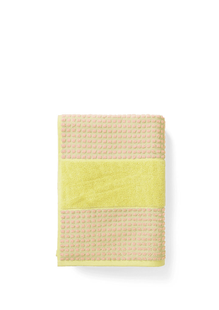 Juna check handklæði 50x100 gult/pink
