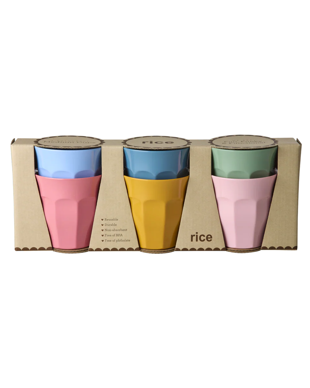 Rice melamine koppar small 6 stk