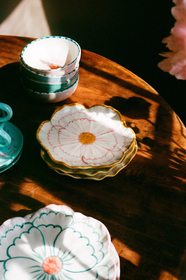 Rice Ceramic Flower Shaped Side Plate Yellow