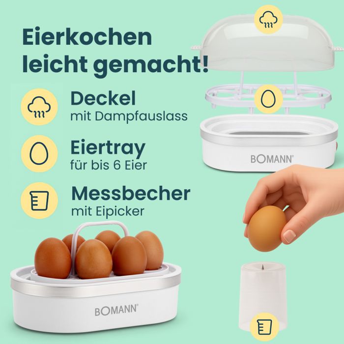 Bomann Eggkókari hvítur, 6 stk