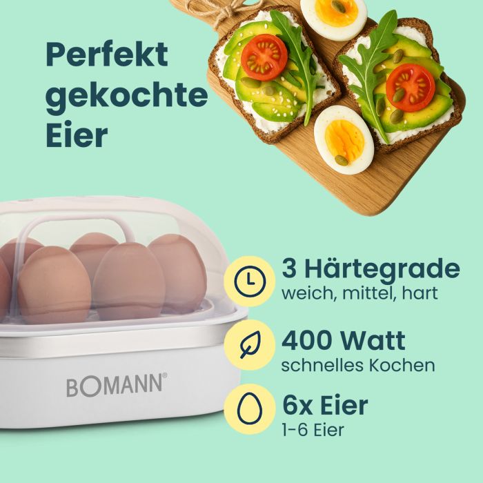 Bomann Eggkókari hvítur, 6 stk