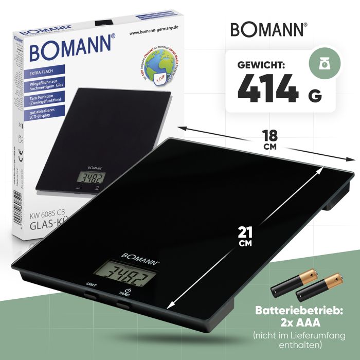 Bomann Køksvekt svørt, 2kg