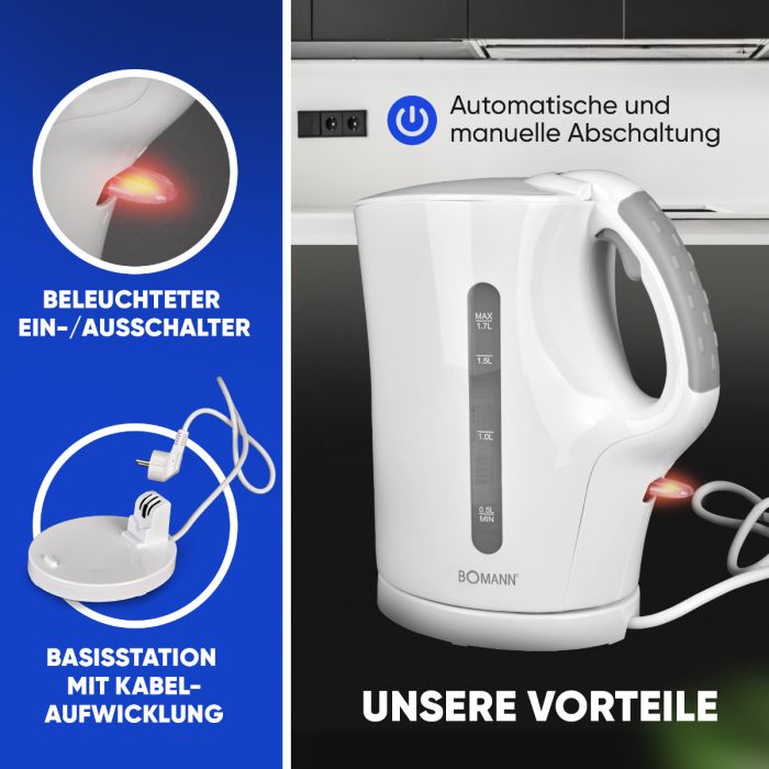 Bomann Ketil hvítur 1,7ltr