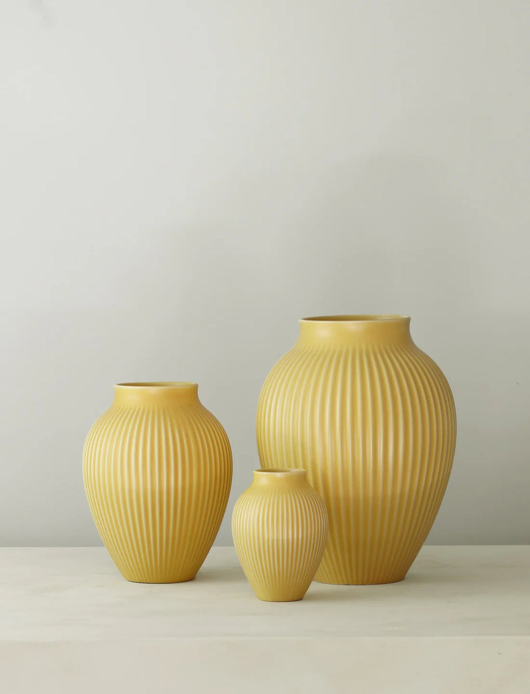 Knabstrup  vasi 20 cm ripple yellow