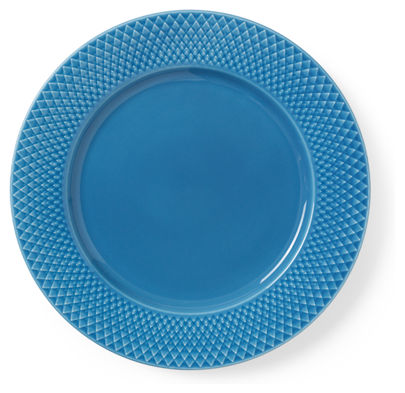 Lyngby Rhombe tallerkur 27cm lj.bláur