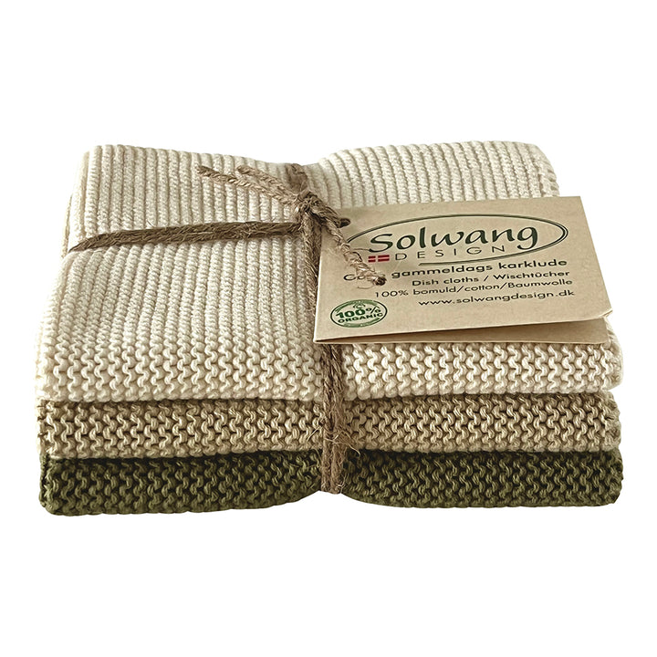 Solwang lappar 3 stk natur/oliven kombi