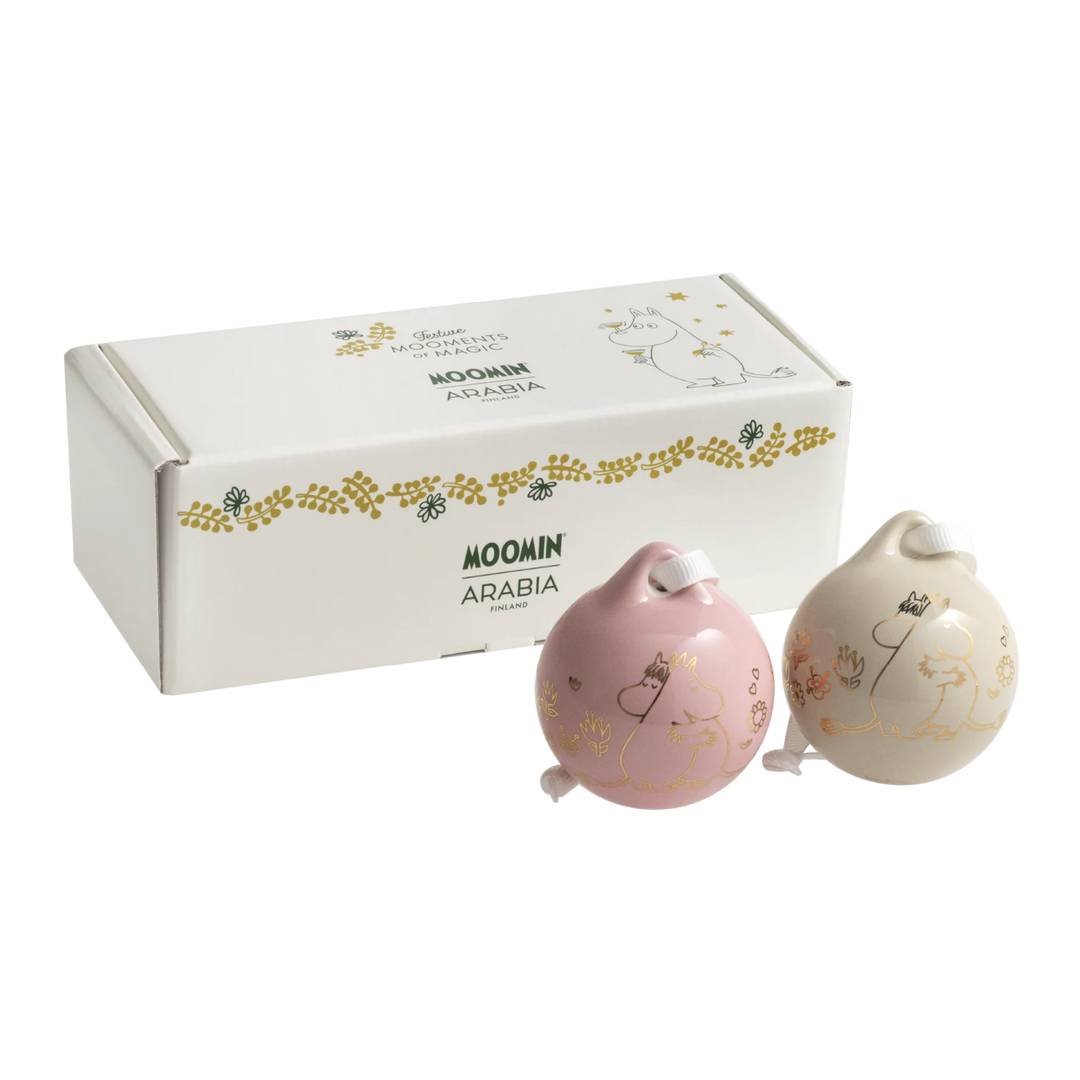 Mumi jólakúlur Love pink/beige 2 stk