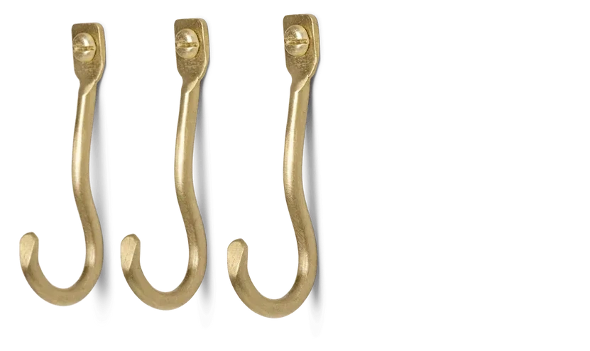 Ferm Living Curvature hooks 3 stk brass