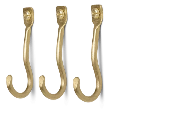 Ferm Living Curvature hooks 3 stk brass