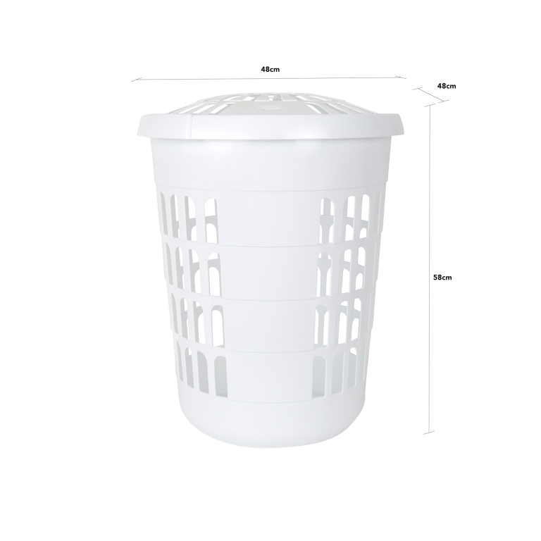 Wham Casa Rund Vaskikurv 60ltr, Ø48, v/lok, hvít