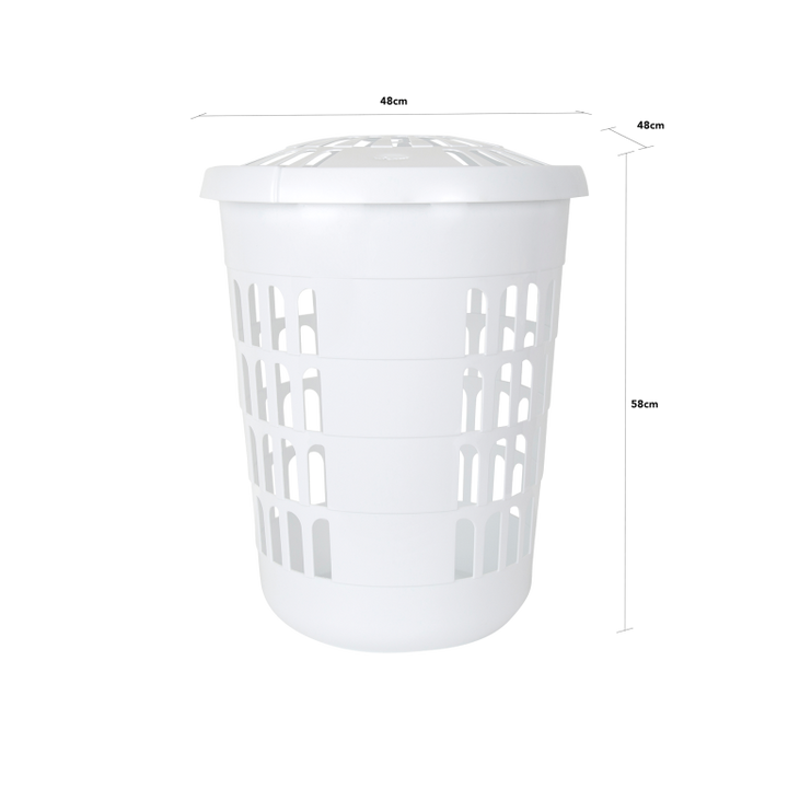 Wham Casa Rund Vaskikurv 60ltr, Ø48, v/lok, hvít