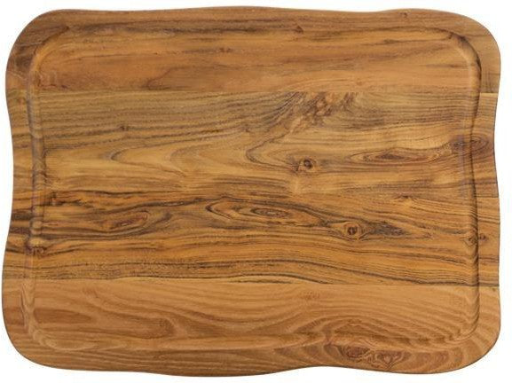 Raw teak skeribretti 45x33cm við saft rillu