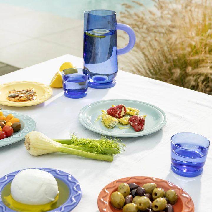 Klevering vatn glas blátt