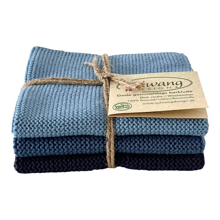 Solvang lappar 3 stk støvet blå kombi