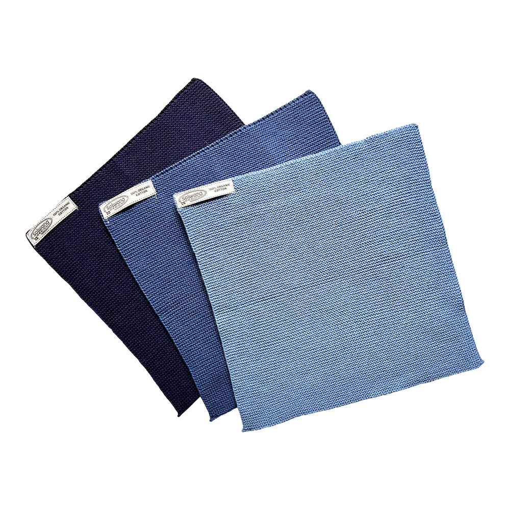 Solvang lappar 3 stk støvet blå kombi