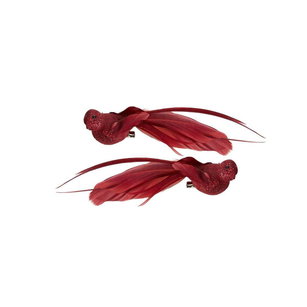 Sp reyður fuglur við glimmur v/klips