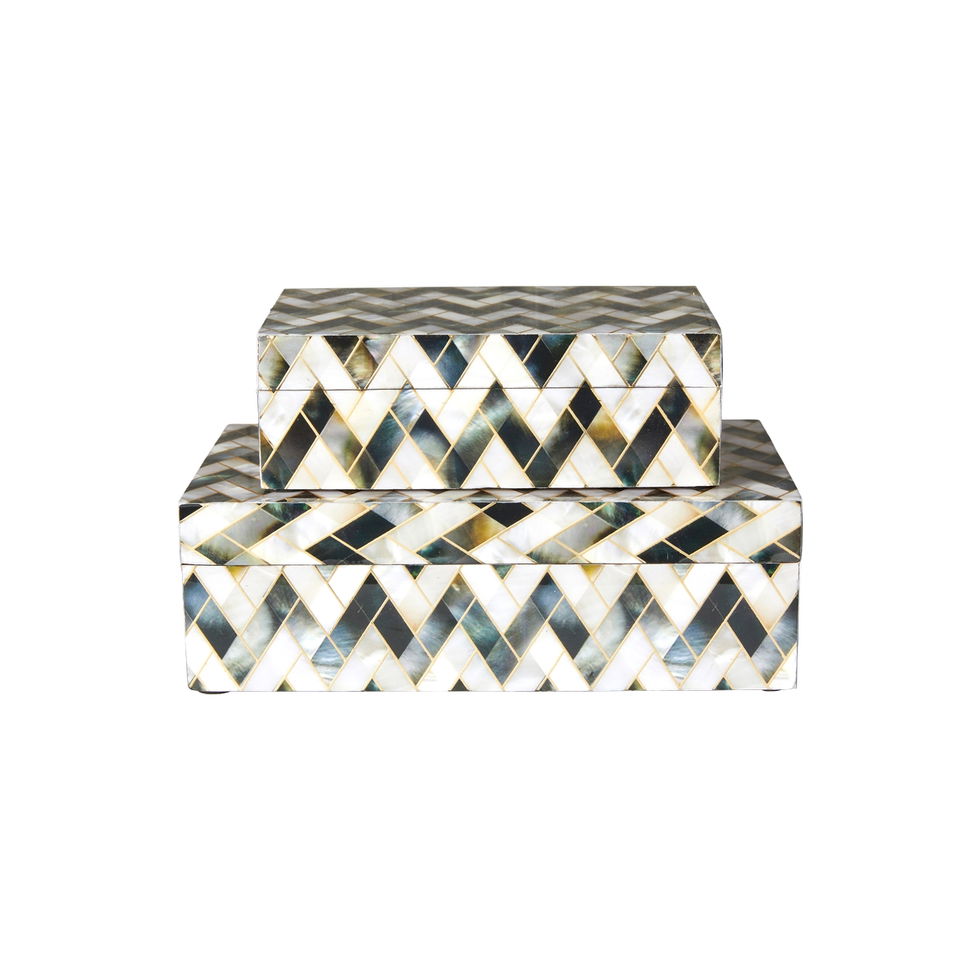 Sp eskja 2 stk svørt/gull/hvít