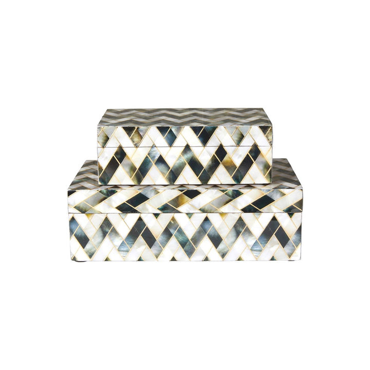 Sp eskja 2 stk svørt/gull/hvít