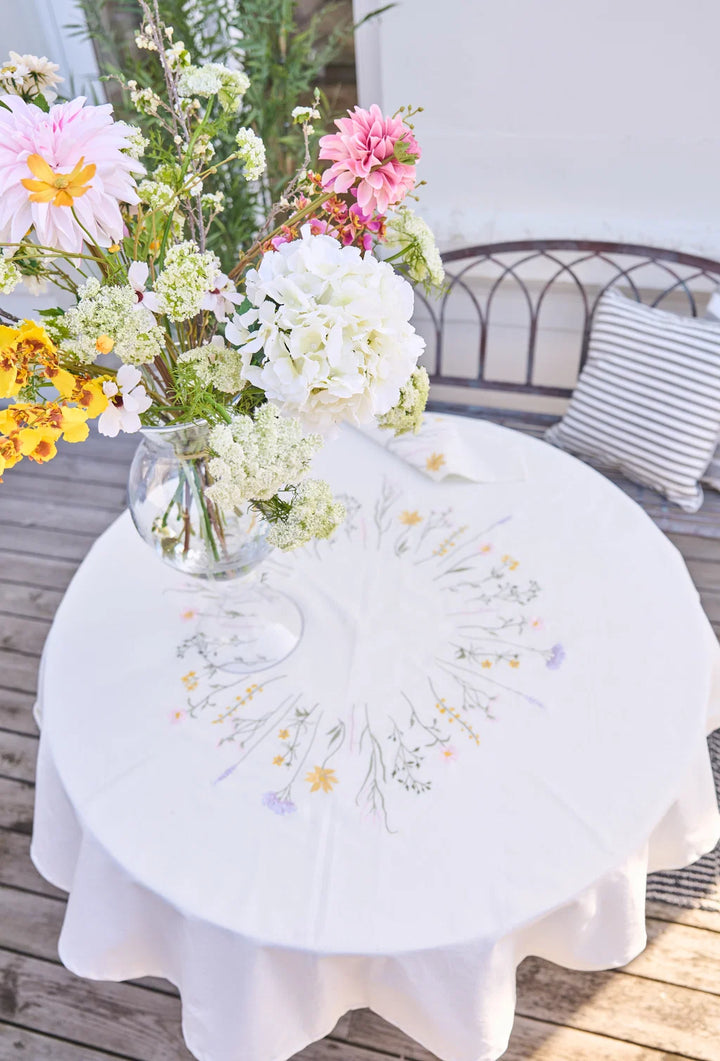 sp Rundur borðdúkur við blomstrum D150cm