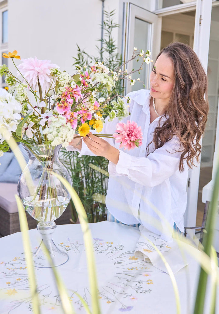 sp Rundur borðdúkur við blomstrum D150cm