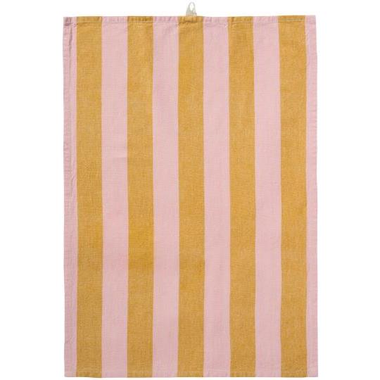 Ib viskustykki beiðar stripur mustard/ljósareytt