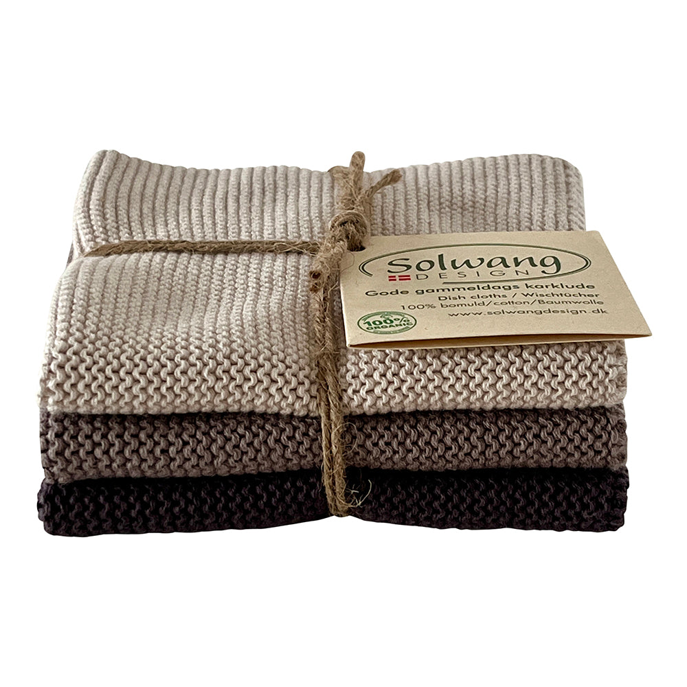 Solvang lappar 3 stk varm grå kombi
