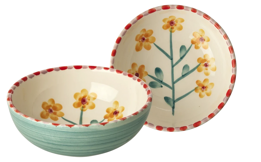 Rice Ceramic Bowl Yellow Flower Jade 350ml