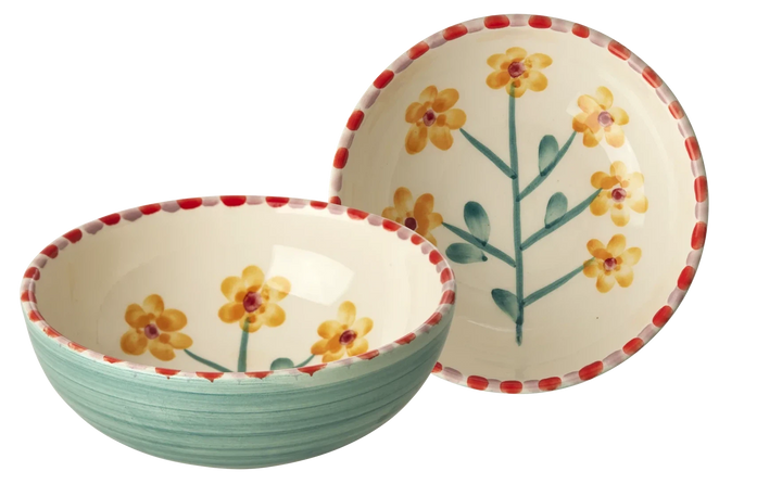 Rice Ceramic Bowl Yellow Flower Jade 350ml