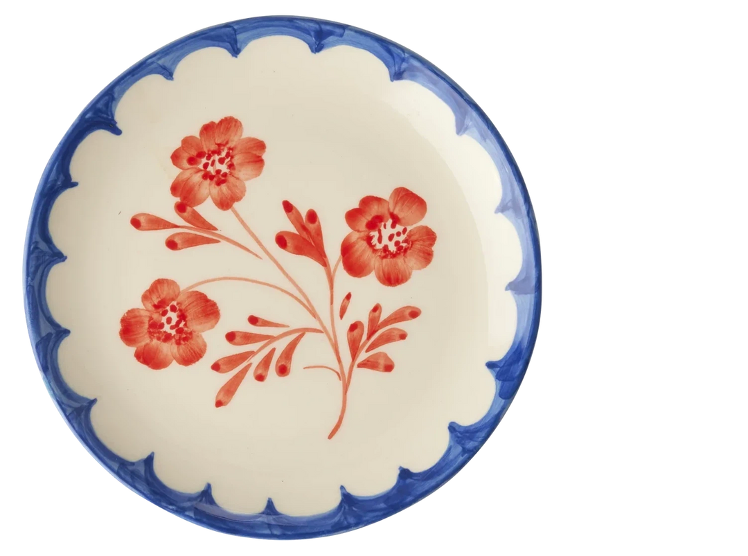 Rice Ceramic Cake Plate Vintage Flower