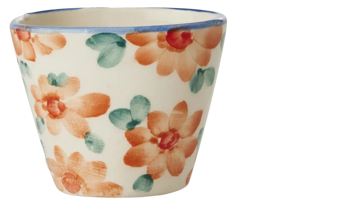 Rice Ceramic Oval Espresso Cup Orange Flowers 70ml