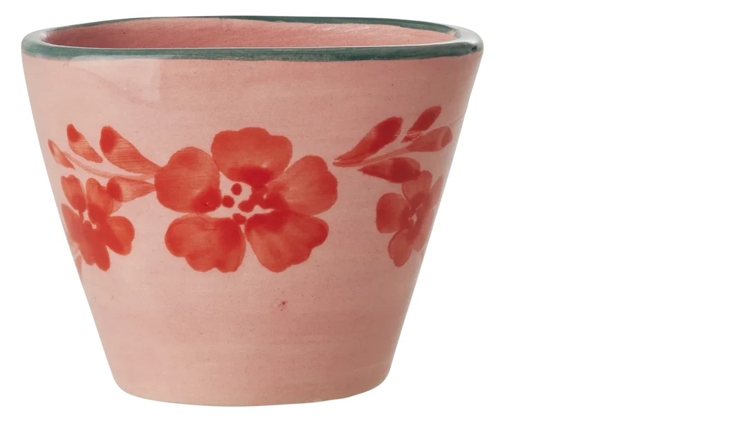 Rice Ceramic Oval Espresso Orange Flower Vine