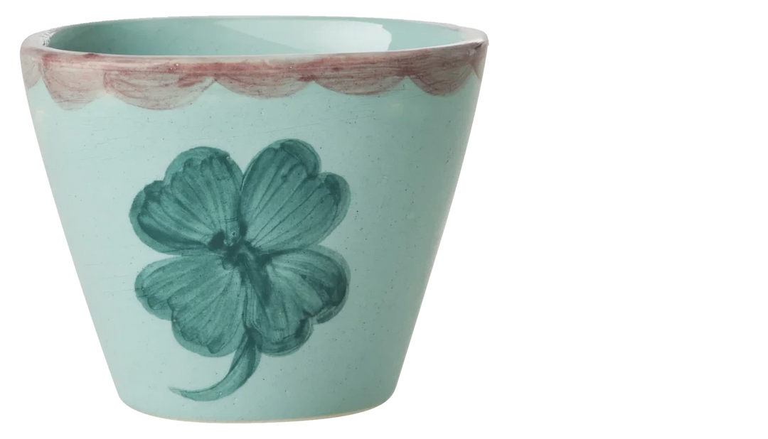 Rice Ceramic Oval Espresso Cup Good Luck Clover 70ml