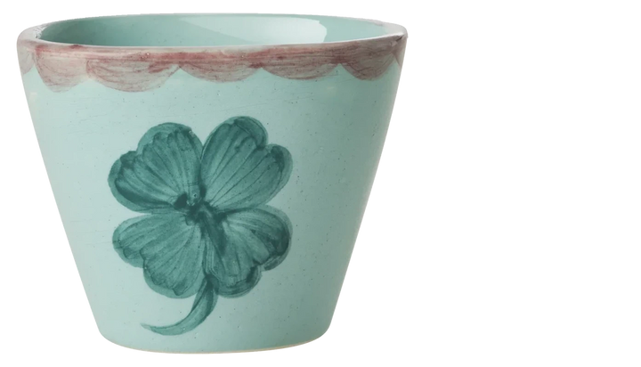 Rice Ceramic Oval Espresso Cup Good Luck Clover 70ml