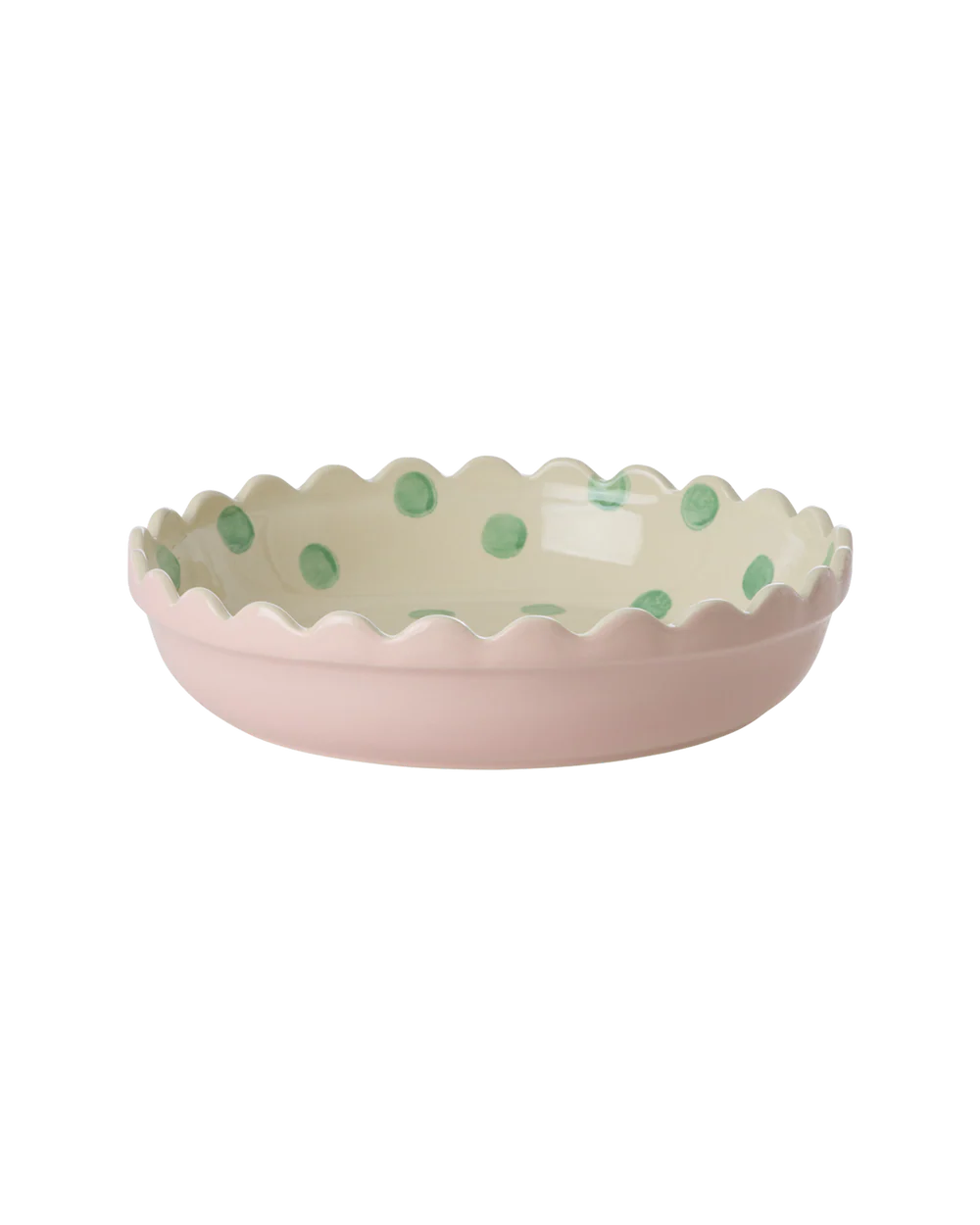 Rice tertufat pink v/grønum prikkum ø25cm