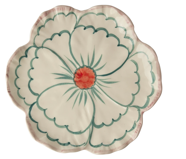 Rice Ceramic Flower Shaped Side Plate Pink