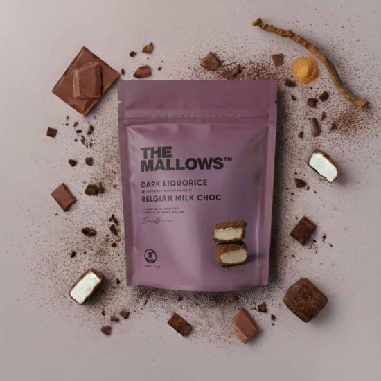 Mallows dark liquorice & milk choc 90g