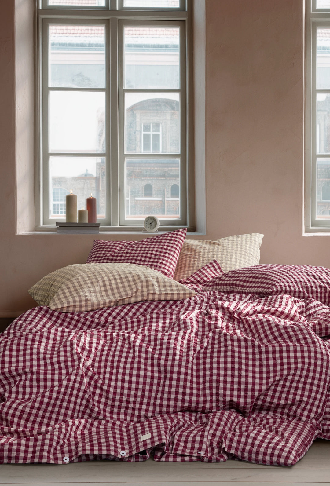 Juna Bæk og bølge seingjarsett grønt/rosa 200x220cm