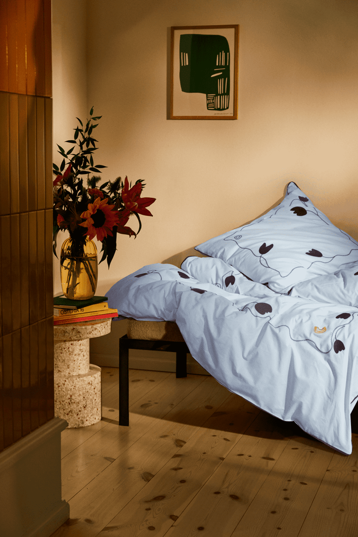 Juna kimpop seigjarklaði 140x200cm blátt