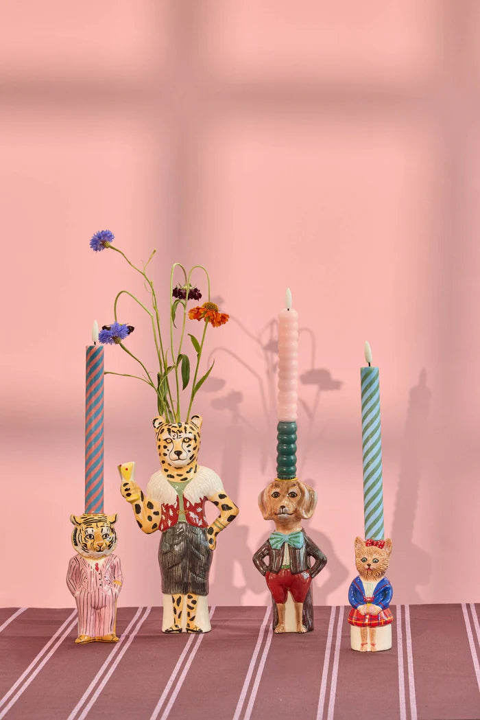 Rice ljósastaki hundur i klaðum 18cm