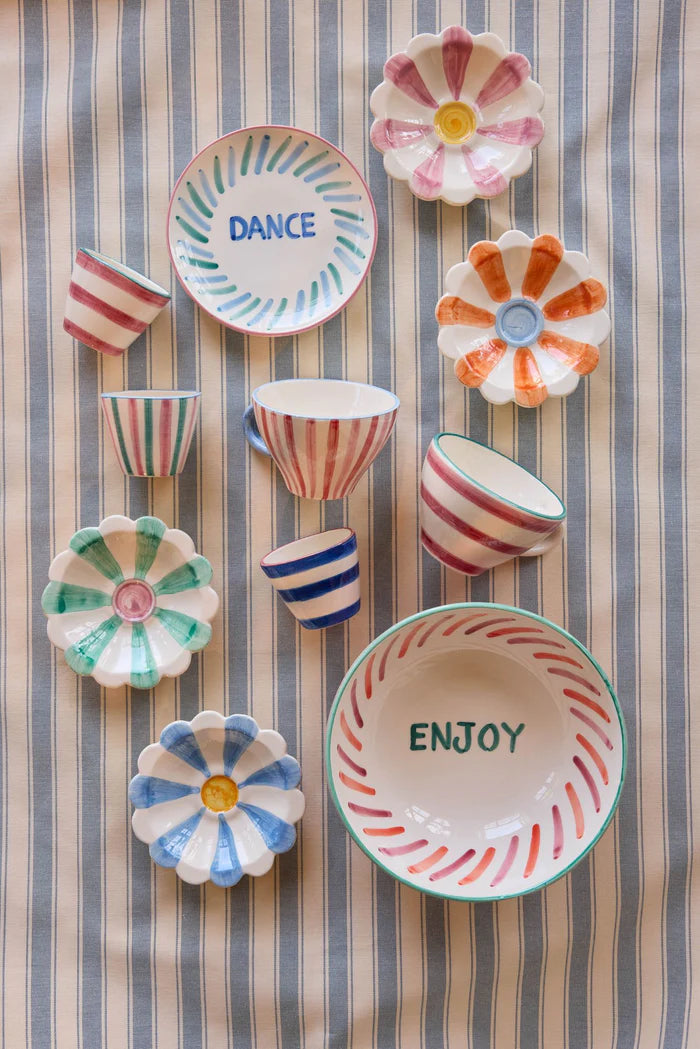 Rice oval espresso koppur bláar strípur