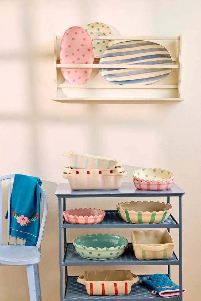 Rice tertufat pink v/grønum prikkum ø25cm