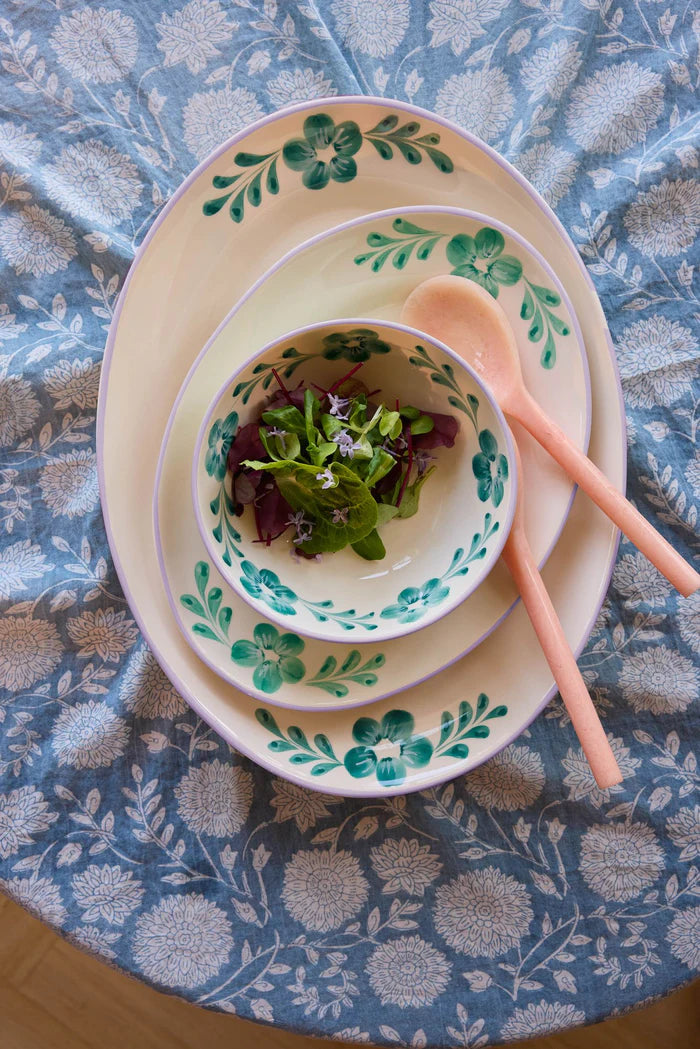 Rice ovalt serveringsfat green flower vine 35x27cm