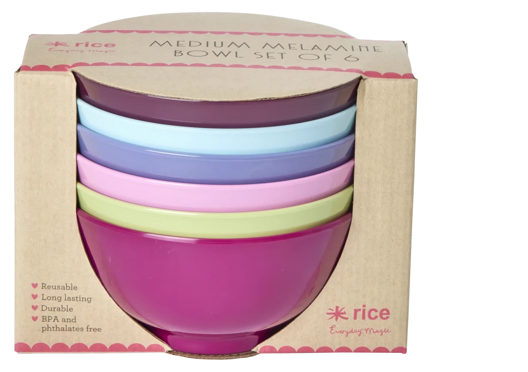 Rice Melamine Medium Bowl 6 Pack