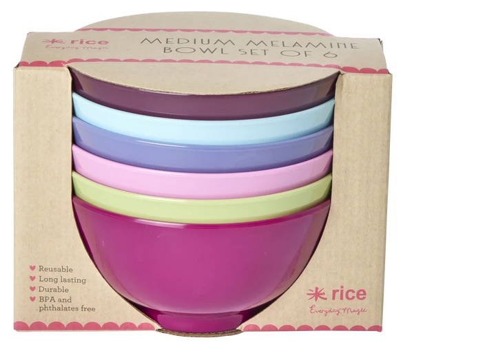 Rice Melamine Medium Bowl 6 Pack